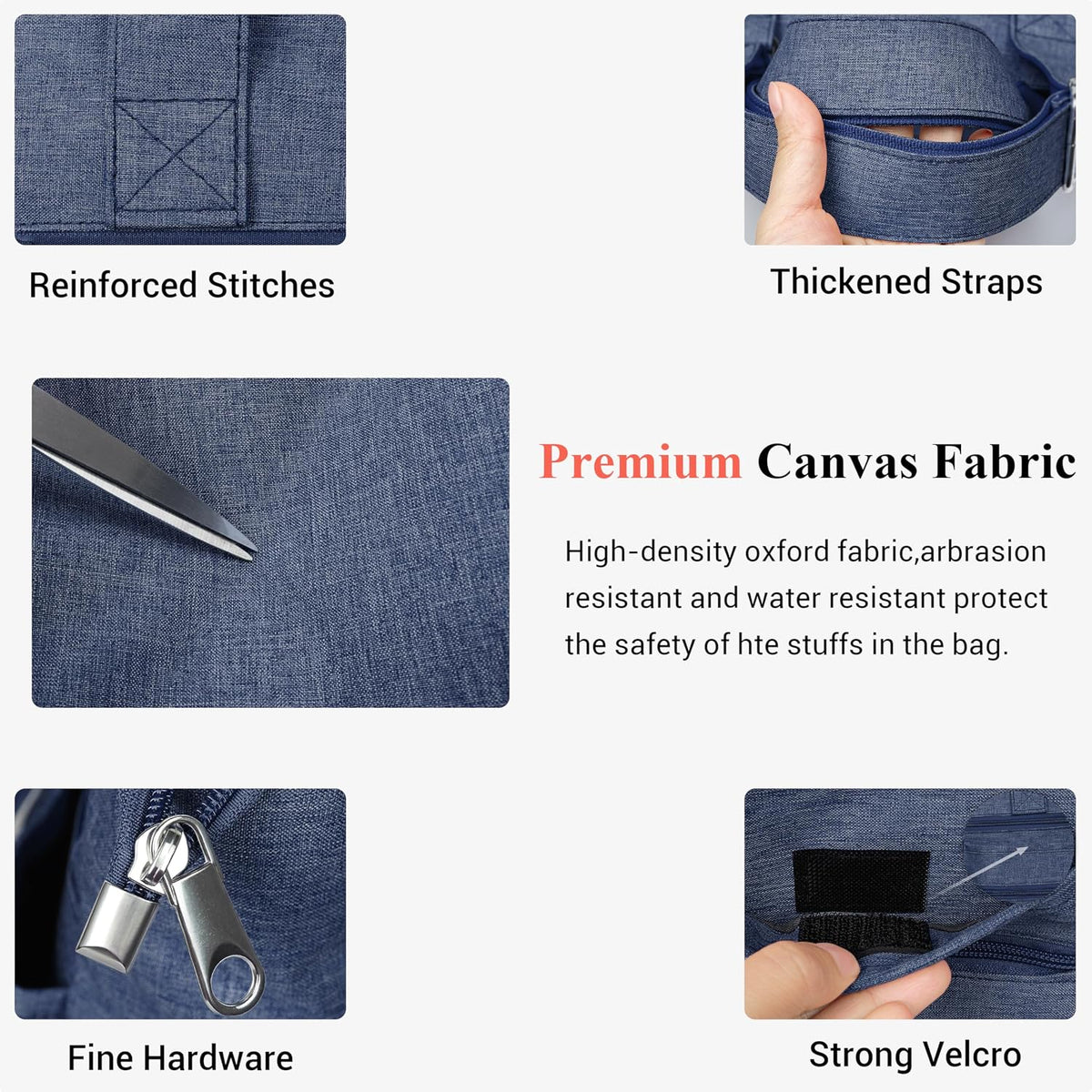 Canvas Tote Bag Waterproof Nylon Multi Pocket Shoulder Bags Laptop Work Bag Teacher Purse Handbag for Women Men