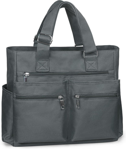 Canvas Tote Bag Waterproof Nylon Multi Pocket Shoulder Bags Laptop Work Bag Teacher Purse Handbag for Women Men