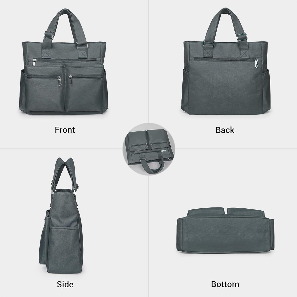 Canvas Tote Bag Waterproof Nylon Multi Pocket Shoulder Bags Laptop Work Bag Teacher Purse Handbag for Women Men