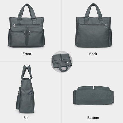 Canvas Tote Bag Waterproof Nylon Multi Pocket Shoulder Bags Laptop Work Bag Teacher Purse Handbag for Women Men