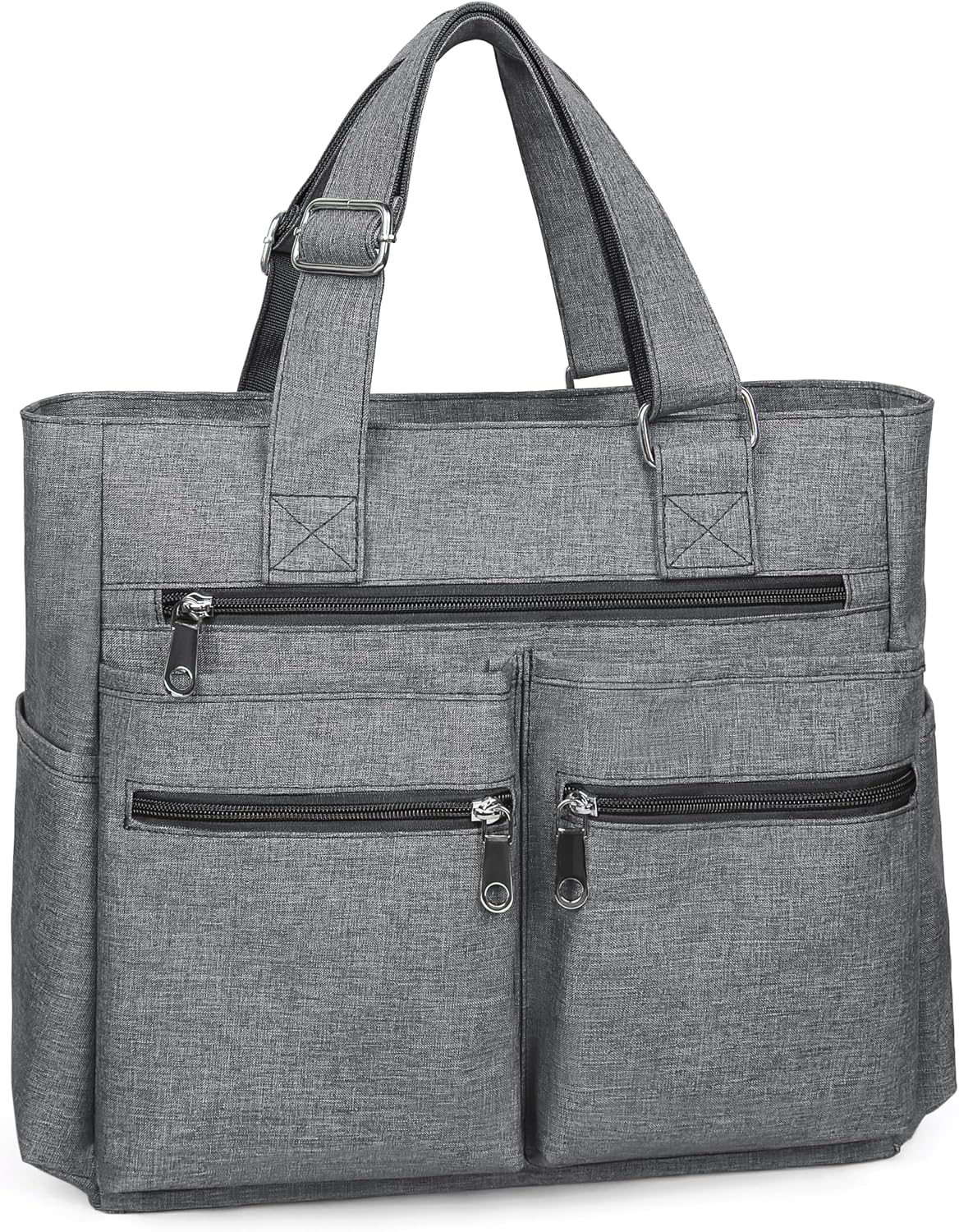 Canvas Tote Bag Waterproof Nylon Multi Pocket Shoulder Bags Laptop Work Bag Teacher Purse Handbag for Women Men