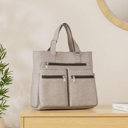 Canvas Tote Bag Waterproof Nylon Multi Pocket Shoulder Bags Laptop Work Bag Teacher Purse Handbag for Women Men