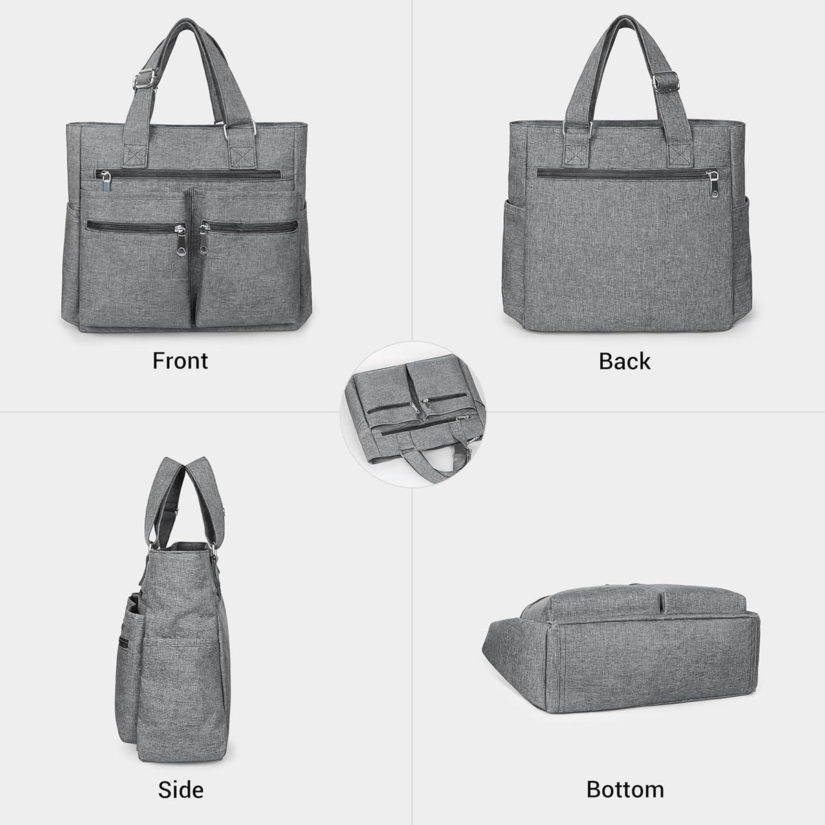 Canvas Tote Bag Waterproof Nylon Multi Pocket Shoulder Bags Laptop Work Bag Teacher Purse Handbag for Women Men