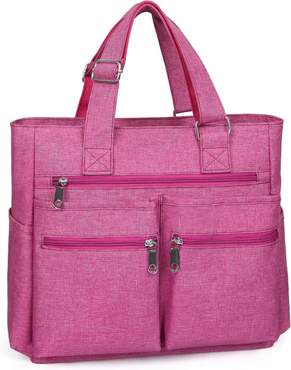 Canvas Tote Bag Waterproof Nylon Multi Pocket Shoulder Bags Laptop Work Bag Teacher Purse Handbag for Women Men