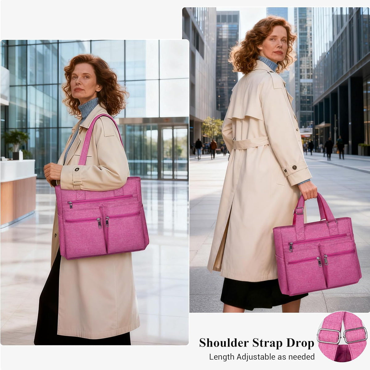 Canvas Tote Bag Waterproof Nylon Multi Pocket Shoulder Bags Laptop Work Bag Teacher Purse Handbag for Women Men