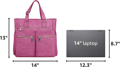 Canvas Tote Bag Waterproof Nylon Multi Pocket Shoulder Bags Laptop Work Bag Teacher Purse Handbag for Women Men