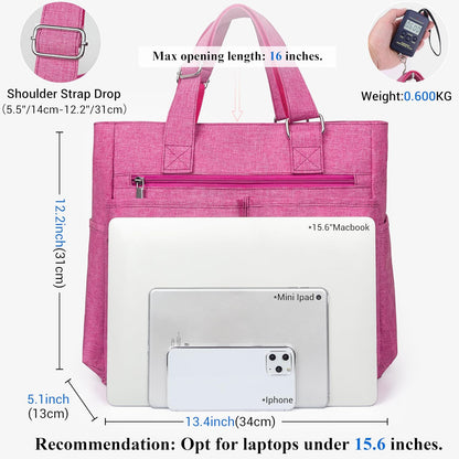 Canvas Tote Bag Waterproof Nylon Multi Pocket Shoulder Bags Laptop Work Bag Teacher Purse Handbag for Women Men