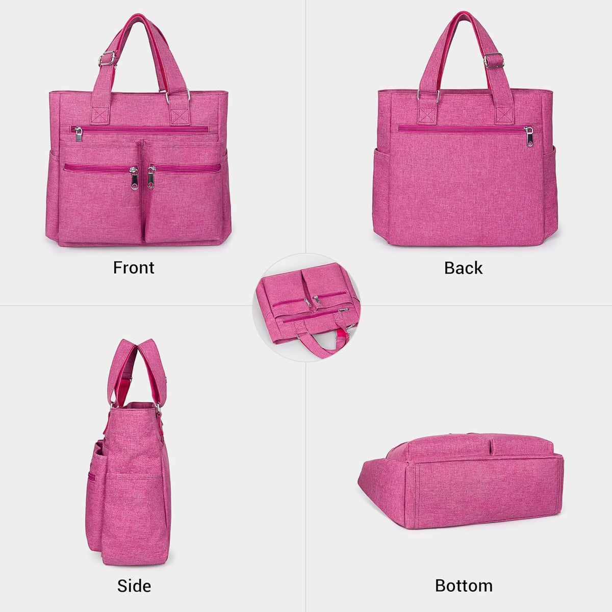 Canvas Tote Bag Waterproof Nylon Multi Pocket Shoulder Bags Laptop Work Bag Teacher Purse Handbag for Women Men