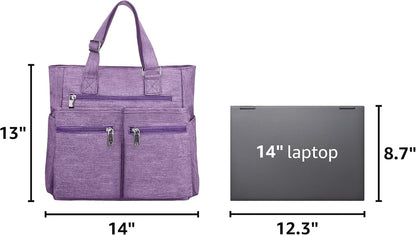 Canvas Tote Bag Waterproof Nylon Multi Pocket Shoulder Bags Laptop Work Bag Teacher Purse Handbag for Women Men