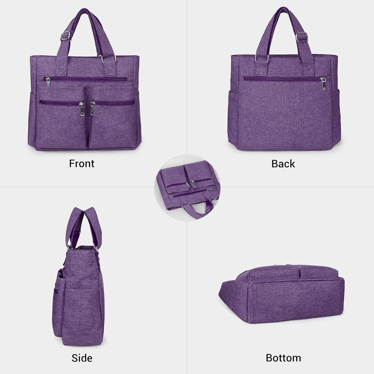 Canvas Tote Bag Waterproof Nylon Multi Pocket Shoulder Bags Laptop Work Bag Teacher Purse Handbag for Women Men