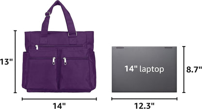 Canvas Tote Bag Waterproof Nylon Multi Pocket Shoulder Bags Laptop Work Bag Teacher Purse Handbag for Women Men