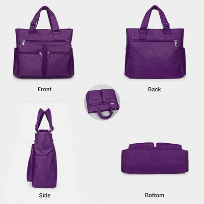 Canvas Tote Bag Waterproof Nylon Multi Pocket Shoulder Bags Laptop Work Bag Teacher Purse Handbag for Women Men