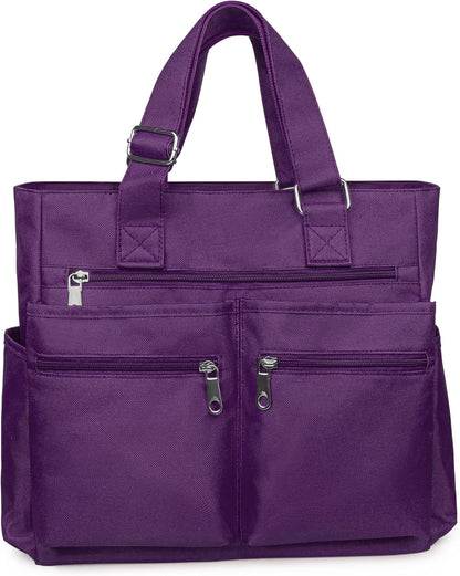 Canvas Tote Bag Waterproof Nylon Multi Pocket Shoulder Bags Laptop Work Bag Teacher Purse Handbag for Women Men