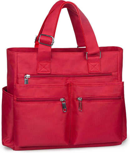 Canvas Tote Bag Waterproof Nylon Multi Pocket Shoulder Bags Laptop Work Bag Teacher Purse Handbag for Women Men