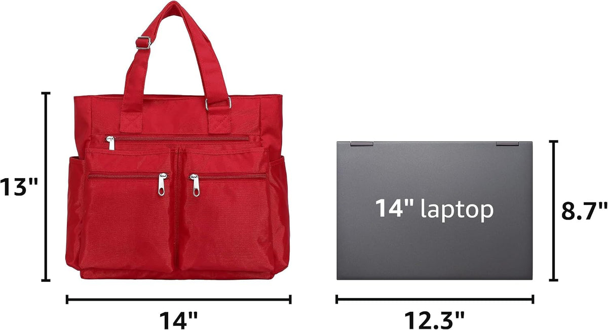Canvas Tote Bag Waterproof Nylon Multi Pocket Shoulder Bags Laptop Work Bag Teacher Purse Handbag for Women Men