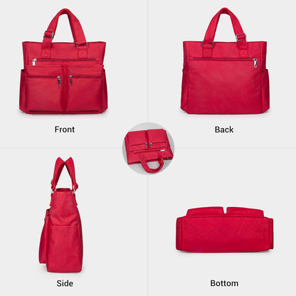 Canvas Tote Bag Waterproof Nylon Multi Pocket Shoulder Bags Laptop Work Bag Teacher Purse Handbag for Women Men