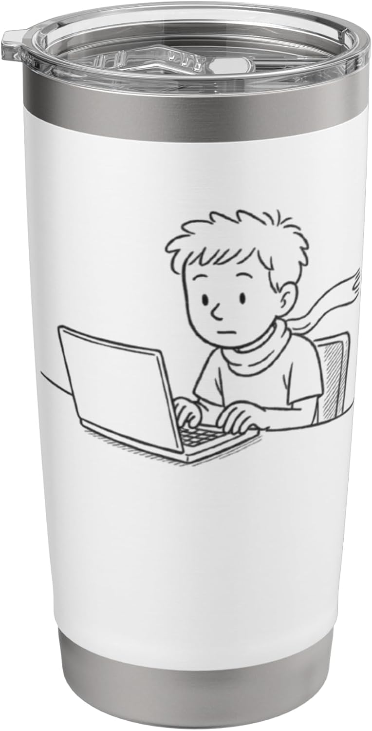 Cozy Laptop Kid Studying Illustration Stainless Steel Insulated Tumbler