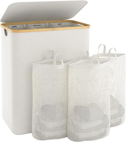 Hampers for Laundry Basket with Lid, 145L Large Laundry Hamper 3 Section