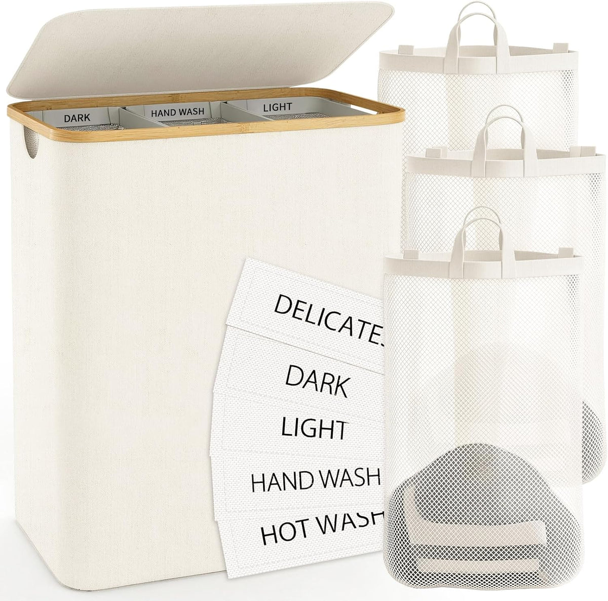 Hampers for Laundry Basket with Lid, 145L Large Laundry Hamper 3 Section