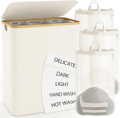Hampers for Laundry Basket with Lid, 145L Large Laundry Hamper 3 Section