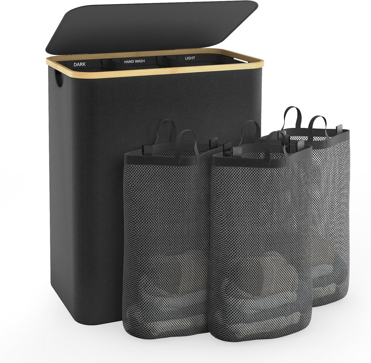 Hampers for Laundry Basket with Lid, 145L Large Laundry Hamper 3 Section