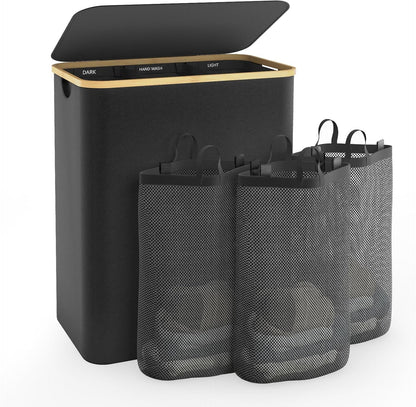 Hampers for Laundry Basket with Lid, 145L Large Laundry Hamper 3 Section