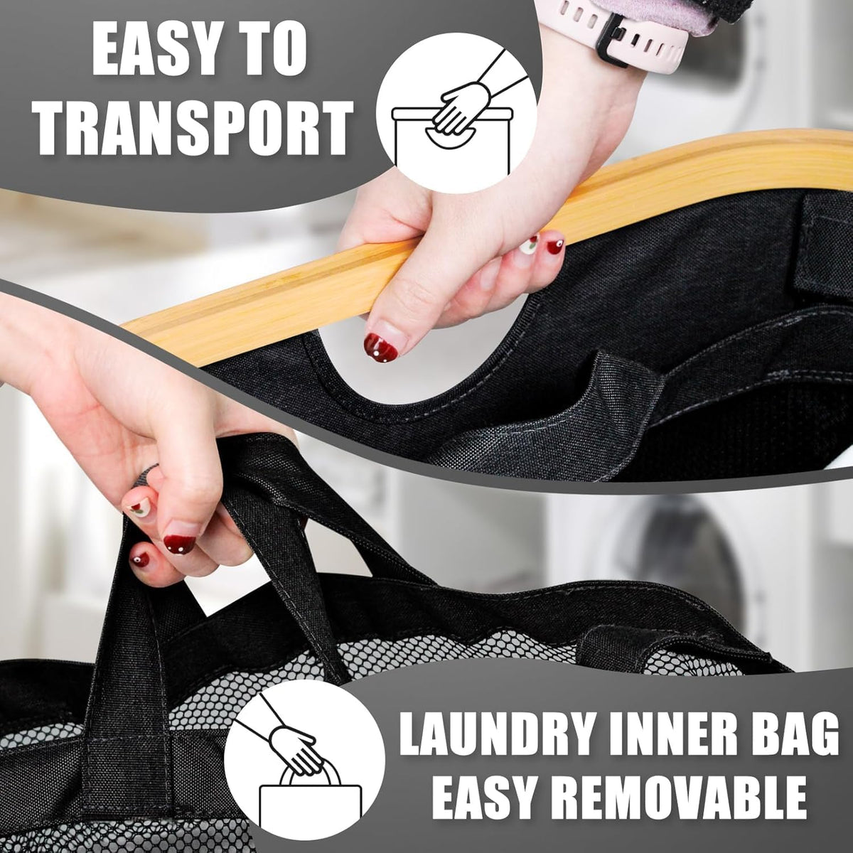 Hampers for Laundry Basket with Lid, 145L Large Laundry Hamper 3 Section