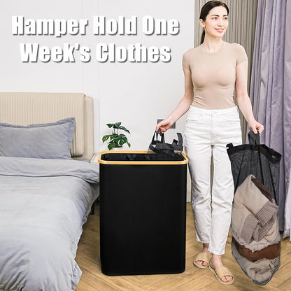 Hampers for Laundry Basket with Lid, 145L Large Laundry Hamper 3 Section