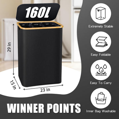 Hampers for Laundry Basket with Lid, 145L Large Laundry Hamper 3 Section