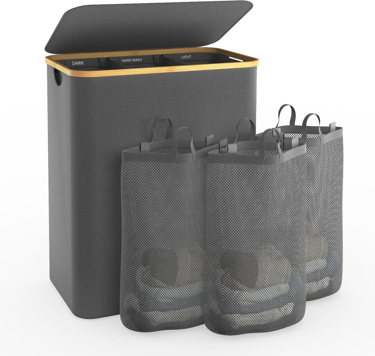 Hampers for Laundry Basket with Lid, 145L Large Laundry Hamper 3 Section