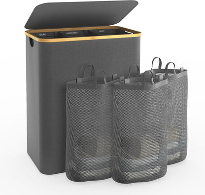Hampers for Laundry Basket with Lid, 145L Large Laundry Hamper 3 Section