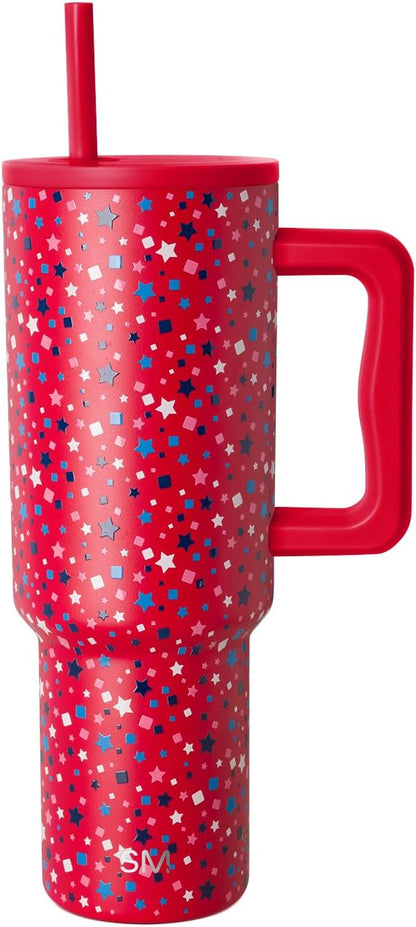 Tumbler with Handle and Straw | 30oz | Tie Dye | Trek Tumbler, Travel Mug | Insulated Water Bottle, Cupholder Friendly, Stainless Steel Cup | Ocean Tide - Colors B