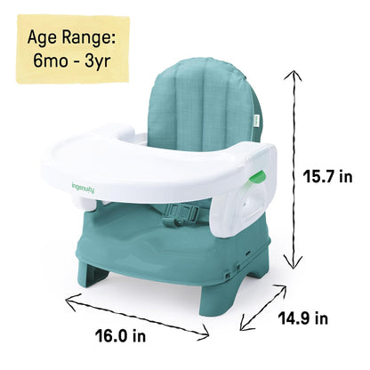 Deluxe Comfort Booster Seat for Kitchen Chair, Compact Fold, Portable, Lightweight, Toddler Booster Seat for Dining Table, from 6 Months to 3 Years – Grey