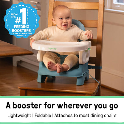 Deluxe Comfort Booster Seat for Kitchen Chair, Compact Fold, Portable, Lightweight, Toddler Booster Seat for Dining Table, from 6 Months to 3 Years – Grey
