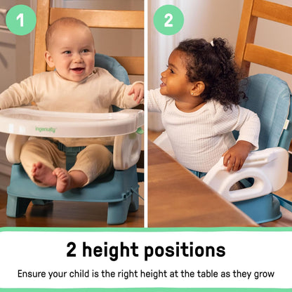 Deluxe Comfort Booster Seat for Kitchen Chair, Compact Fold, Portable, Lightweight, Toddler Booster Seat for Dining Table, from 6 Months to 3 Years – Grey