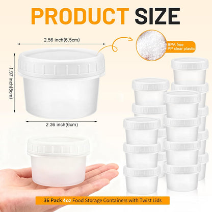 24 Pack 4 oz(120 ml) Food Storage Jars with Screw Lids