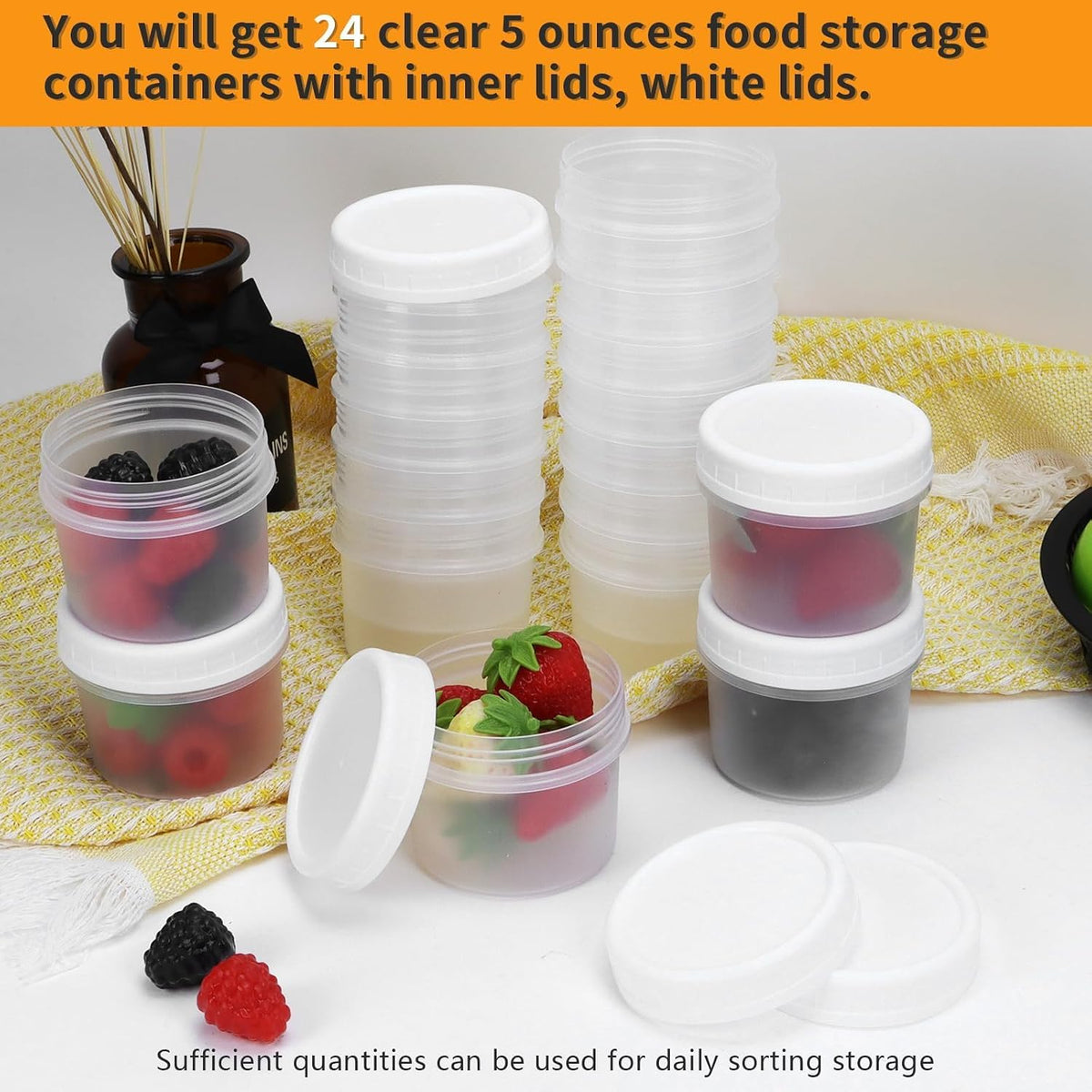 24 Pack 4 oz(120 ml) Food Storage Jars with Screw Lids