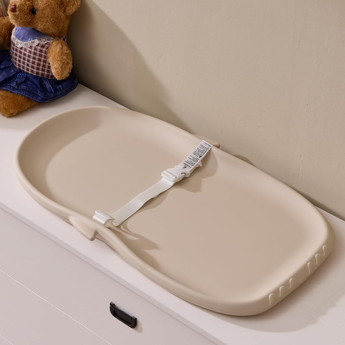 Portable EVA Baby Changing Pad Waterproof Changing Pad for Diaper Changes,Dressing,Baby Massage & Moisturizer Application,Soft & Non-Slip,Adjustable Safety Belt,Adorable Penguin Design