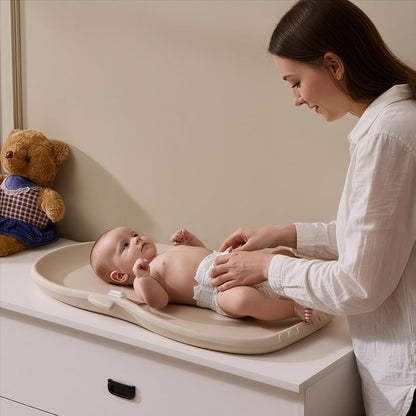 Portable EVA Baby Changing Pad Waterproof Changing Pad for Diaper Changes,Dressing,Baby Massage & Moisturizer Application,Soft & Non-Slip,Adjustable Safety Belt,Adorable Penguin Design