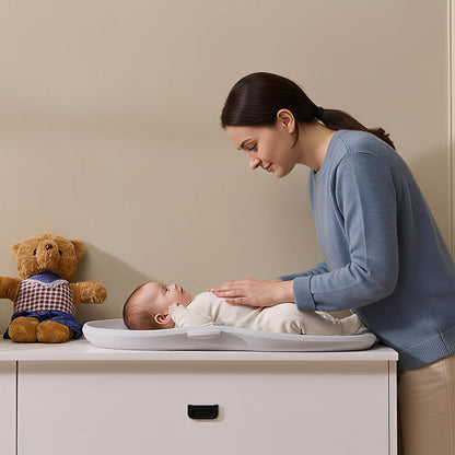 Portable EVA Baby Changing Pad Waterproof Changing Pad for Diaper Changes,Dressing,Baby Massage & Moisturizer Application,Soft & Non-Slip,Adjustable Safety Belt,Adorable Penguin Design