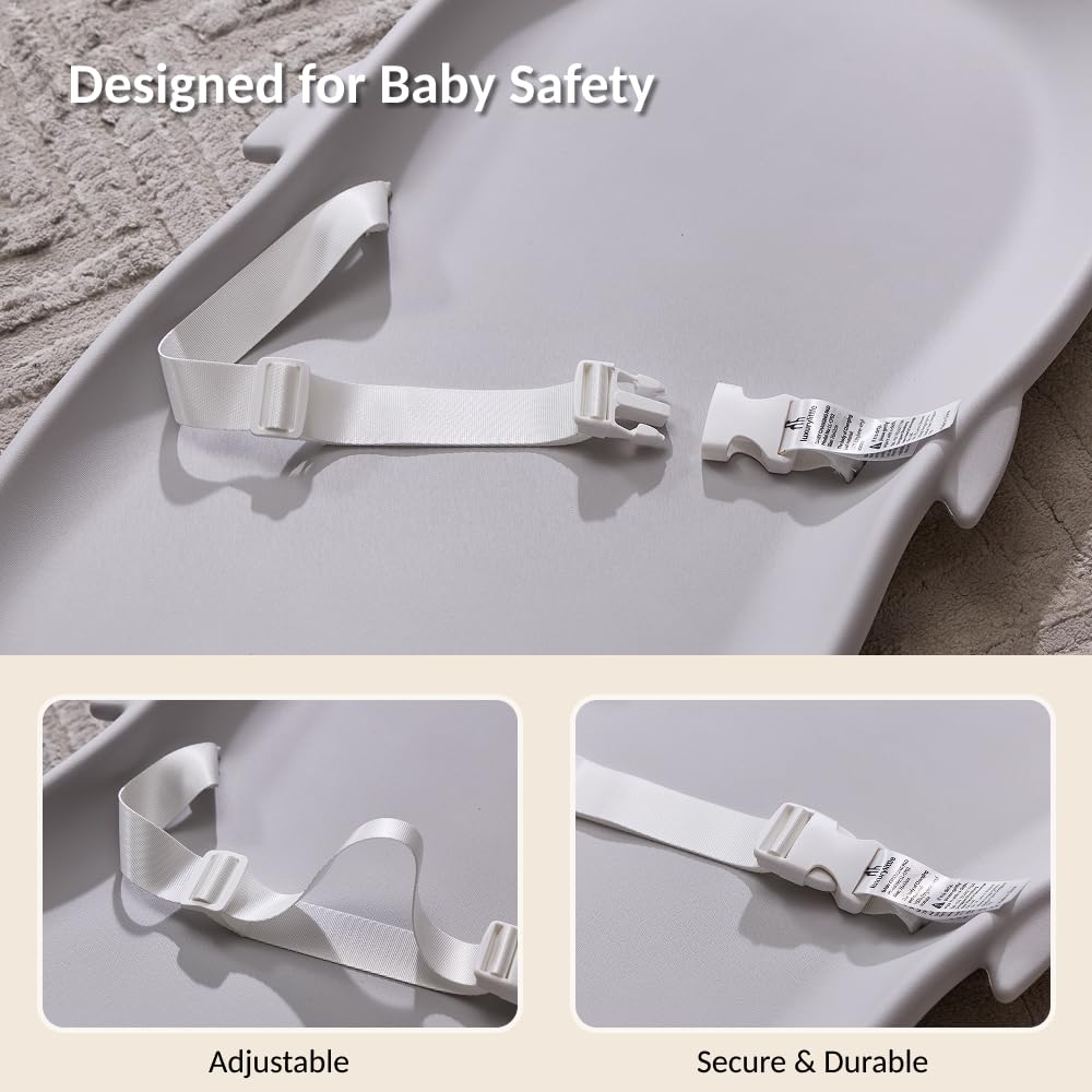 Portable EVA Baby Changing Pad Waterproof Changing Pad for Diaper Changes,Dressing,Baby Massage & Moisturizer Application,Soft & Non-Slip,Adjustable Safety Belt,Adorable Penguin Design