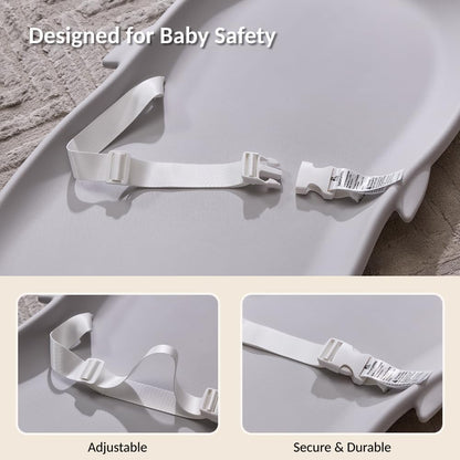 Portable EVA Baby Changing Pad Waterproof Changing Pad for Diaper Changes,Dressing,Baby Massage & Moisturizer Application,Soft & Non-Slip,Adjustable Safety Belt,Adorable Penguin Design
