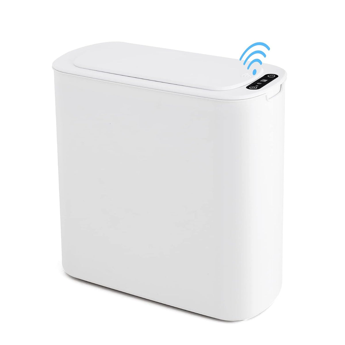 Automatic Small Bathroom Trash Can with Lid, 2.6 Gallon, White