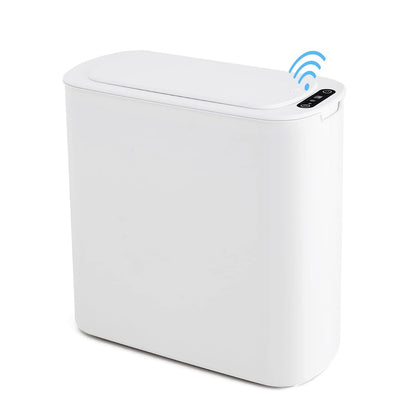 Automatic Small Bathroom Trash Can with Lid, 2.6 Gallon, White