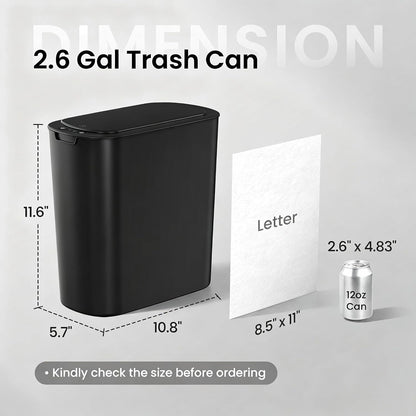 Automatic Small Bathroom Trash Can with Lid, 2.6 Gallon, White