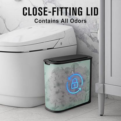 Automatic Small Bathroom Trash Can with Lid, 2.6 Gallon, White
