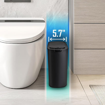 Automatic Small Bathroom Trash Can with Lid, 2.6 Gallon, White