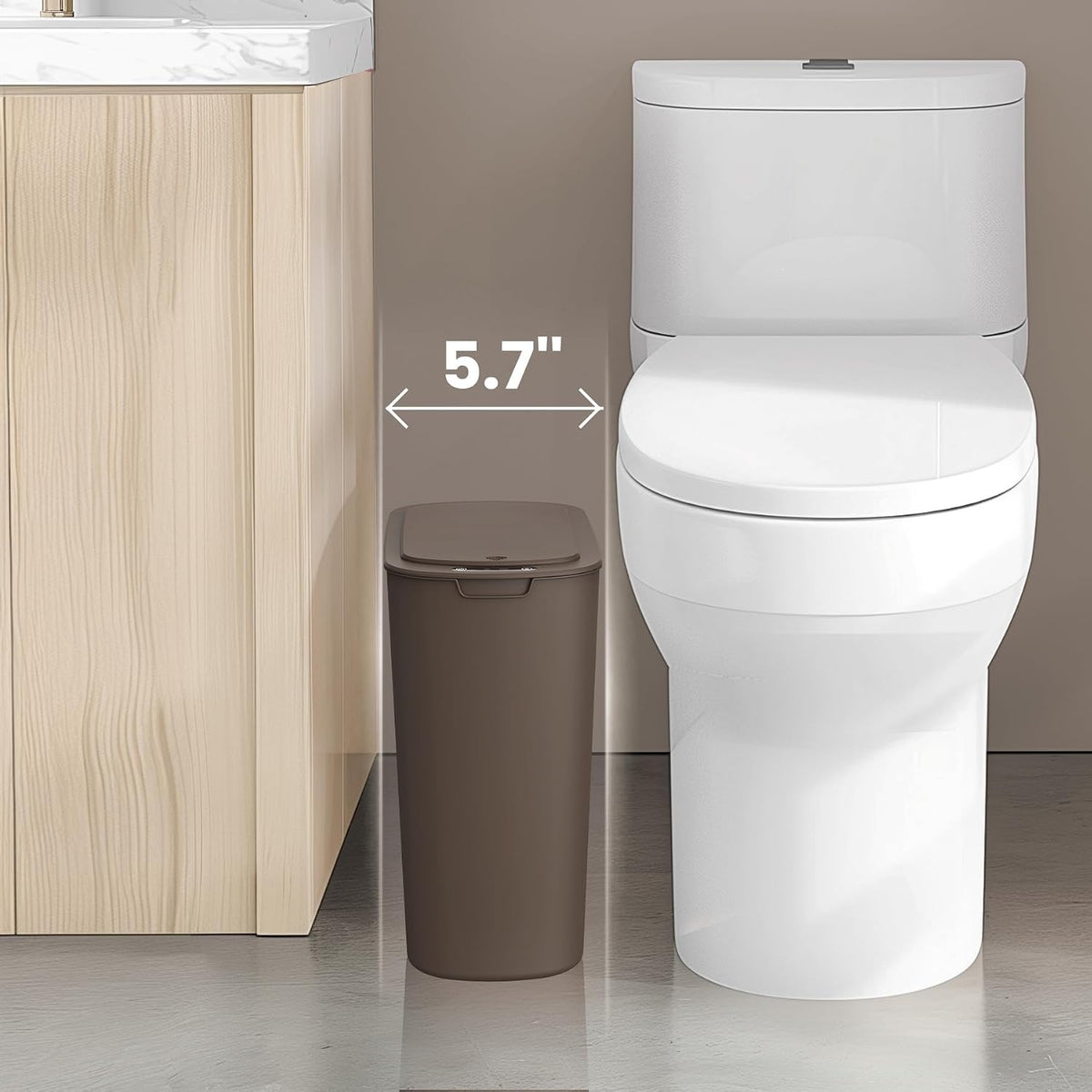 Automatic Small Bathroom Trash Can with Lid, 2.6 Gallon, White