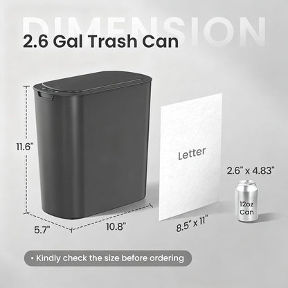 Automatic Small Bathroom Trash Can with Lid, 2.6 Gallon, White