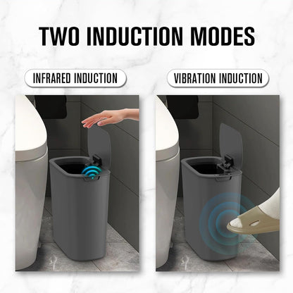 Automatic Small Bathroom Trash Can with Lid, 2.6 Gallon, White